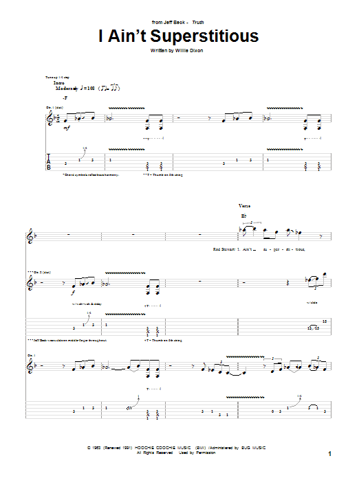 I Ain't Superstitious (Guitar Tab) von Jeff Beck