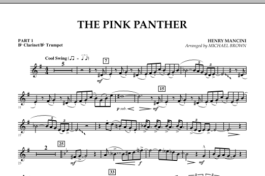 The Pink Panther - Pt.1 - Bb Clarinet/Bb Trumpet (Concert Band) von Michael Brown