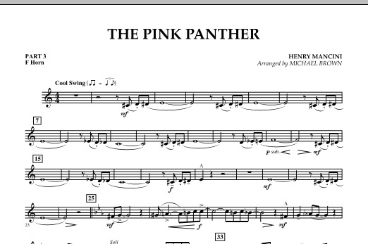 The Pink Panther - Pt.3 - F Horn (Concert Band) von Michael Brown