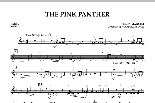 The Pink Panther - Pt.3 - Violin (Concert Band) von Michael Brown