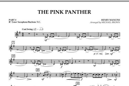 The Pink Panther - Pt.4 - Bb Tenor Sax/Bar. T.C. (Concert Band) von Michael Brown