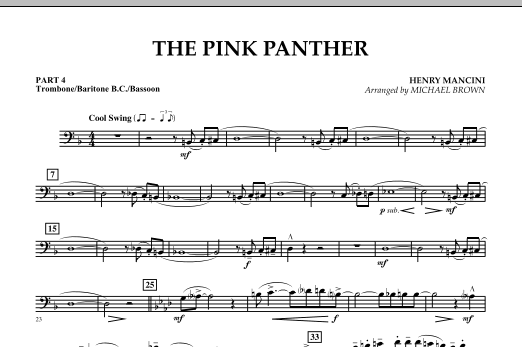 The Pink Panther - Pt.4 - Trombone/Bar. B.C./Bsn. (Concert Band) von Michael Brown