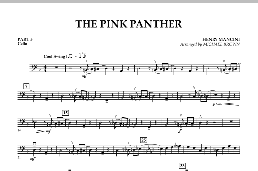 The Pink Panther - Pt.5 - Cello (Concert Band) von Michael Brown