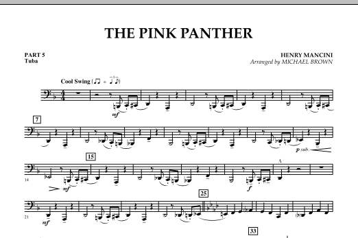 The Pink Panther - Pt.5 - Tuba (Concert Band) von Michael Brown