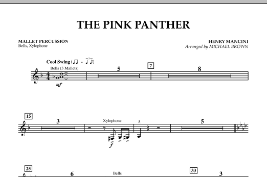 The Pink Panther - Mallet Percussion (Concert Band) von Michael Brown