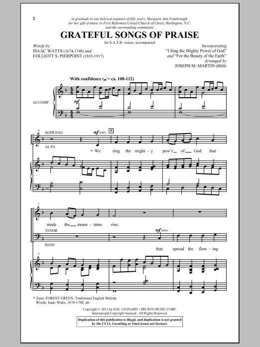 Grateful Songs Of Praise (SATB Choir) von Joseph M. Martin
