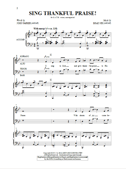Sing Thankful Praise! (SATB Choir) von Brad Nix