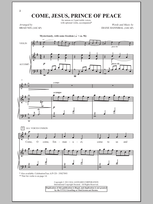 Come, Jesus, Prince Of Peace (2-Part Choir) von Brad Nix