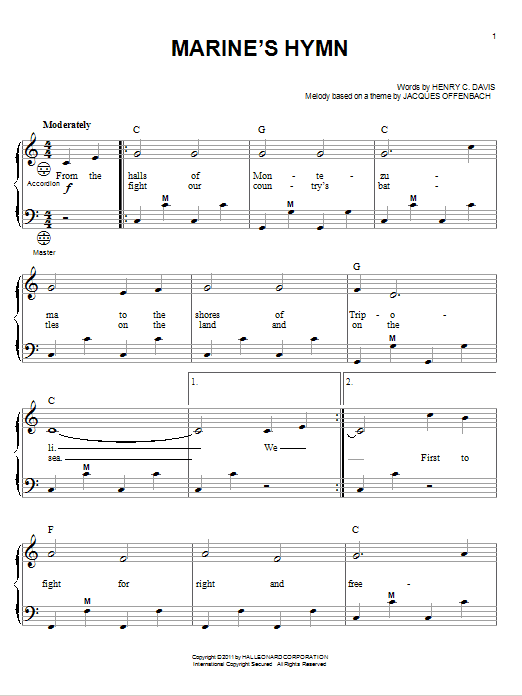 Marine's Hymn (Accordion) von Henry C. Davis