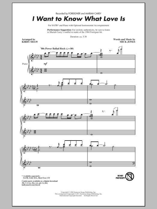 I Want To Know What Love Is (SATB Choir) von Kirby Shaw