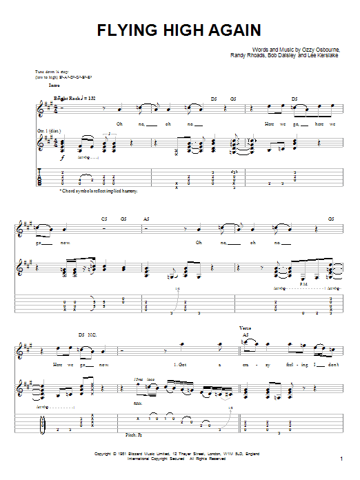 Flying High Again (Easy Guitar) von Ozzy Osbourne