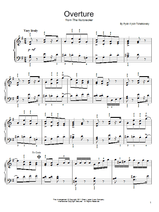 Overture (Easy Piano) von Pyotr Ilyich Tchaikovsky