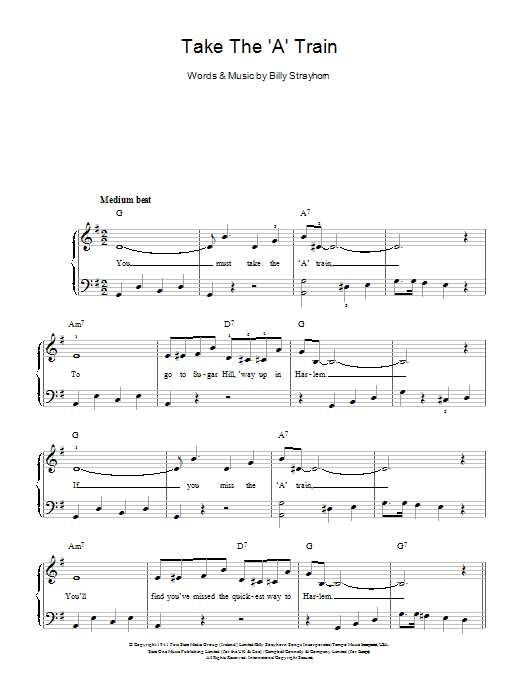 Take The 'A' Train (Easy Piano) von Duke Ellington