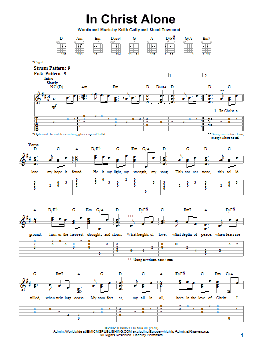 In Christ Alone (Easy Guitar Tab) von Keith & Kristyn Getty