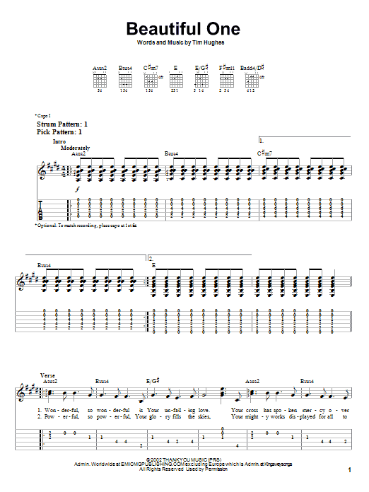 Beautiful One (Easy Guitar Tab) von Jeremy Camp