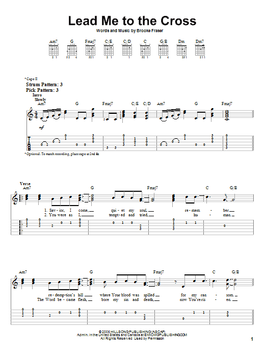 Lead Me To The Cross (Easy Guitar Tab) von Hillsong United