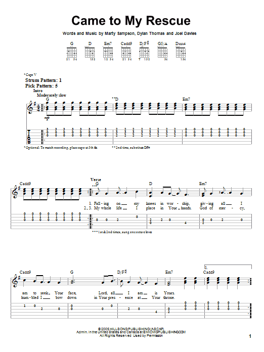 Came To My Rescue (Easy Guitar Tab) von Hillsong United