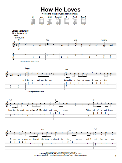 How He Loves (Easy Guitar Tab) von David Crowder Band