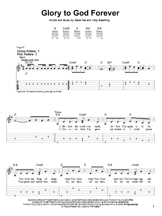 Glory To God Forever (Easy Guitar Tab) von Fee