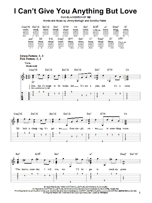 I Can't Give You Anything But Love (Easy Guitar Tab) von Dorothy Fields