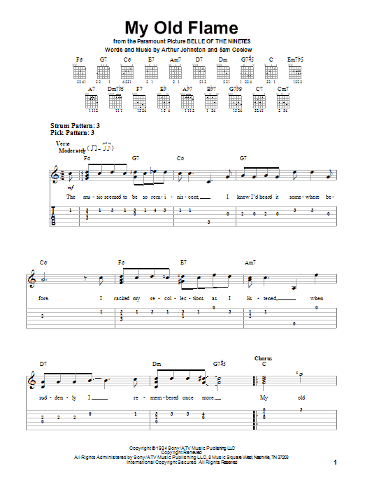 My Old Flame (Easy Guitar Tab) von Peggy Lee