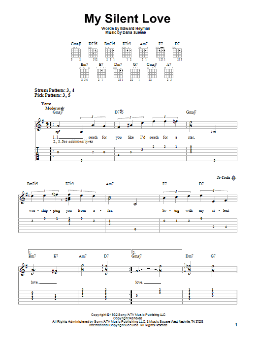 My Silent Love (Easy Guitar Tab) von Edward Heyman