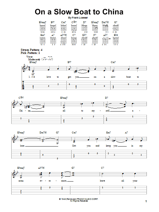 On A Slow Boat To China (Easy Guitar Tab) von Frank Loesser