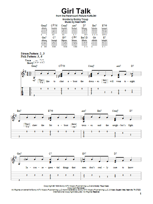 Girl Talk (Easy Guitar Tab) von Neal Hefti