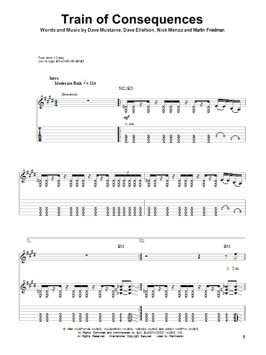 Train Of Consequences (Guitar Tab (Single Guitar)) von Megadeth