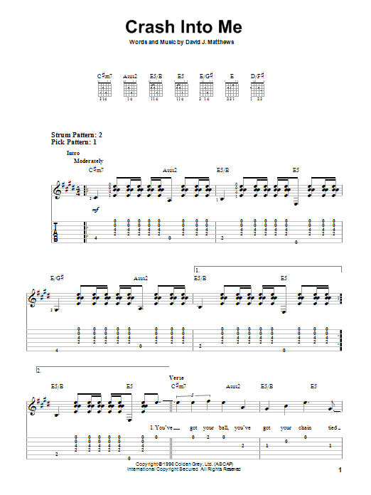 Crash Into Me (Easy Guitar Tab) von Dave Matthews Band