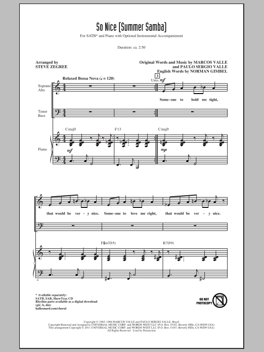 So Nice (Summer Samba) (SATB Choir) von Steve Zegree