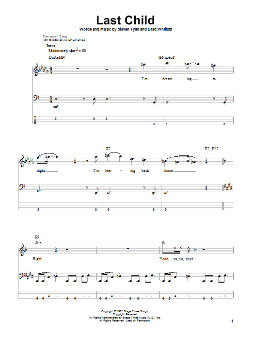 Last Child (Bass Guitar Tab) von Aerosmith