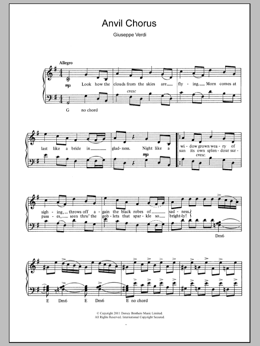 Anvil Chorus (Piano & Vocal) von Giuseppe Verdi