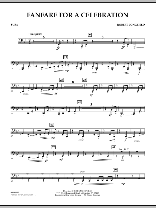 Fanfare For A Celebration - Tuba (Concert Band) von Robert Longfield