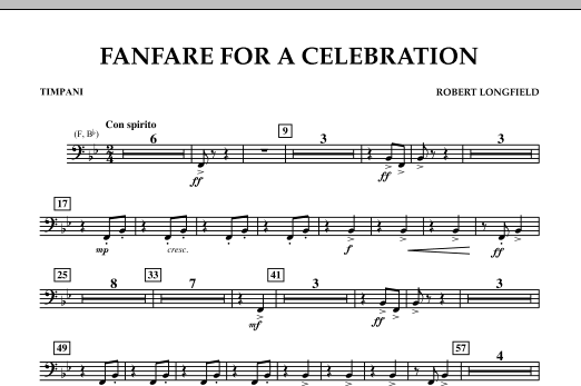 Fanfare For A Celebration - Timpani (Concert Band) von Robert Longfield