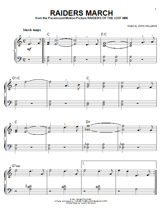 Raiders March (Easy Piano) von John Williams