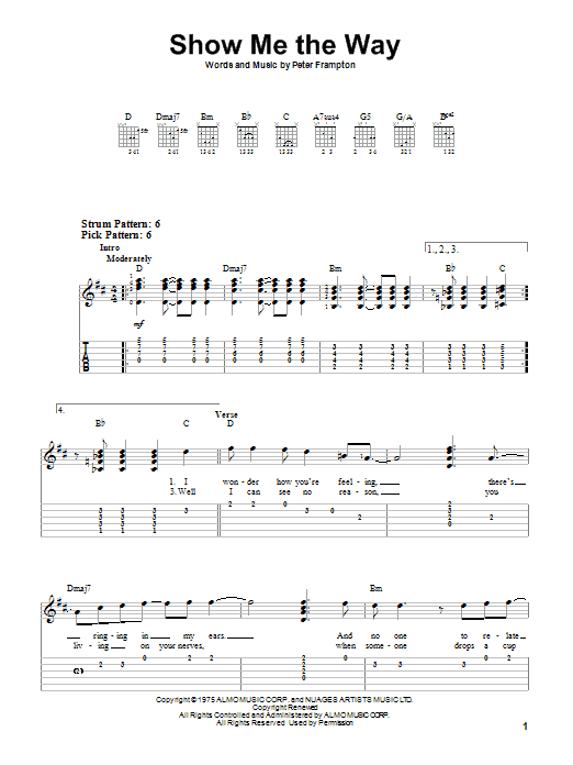 Show Me The Way (Easy Guitar Tab) von Peter Frampton