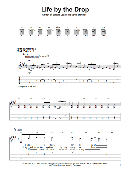 Life By The Drop (Easy Guitar Tab) von Stevie Ray Vaughan