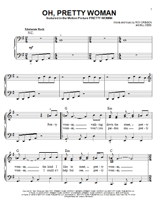 Oh, Pretty Woman (Easy Piano) von Roy Orbison
