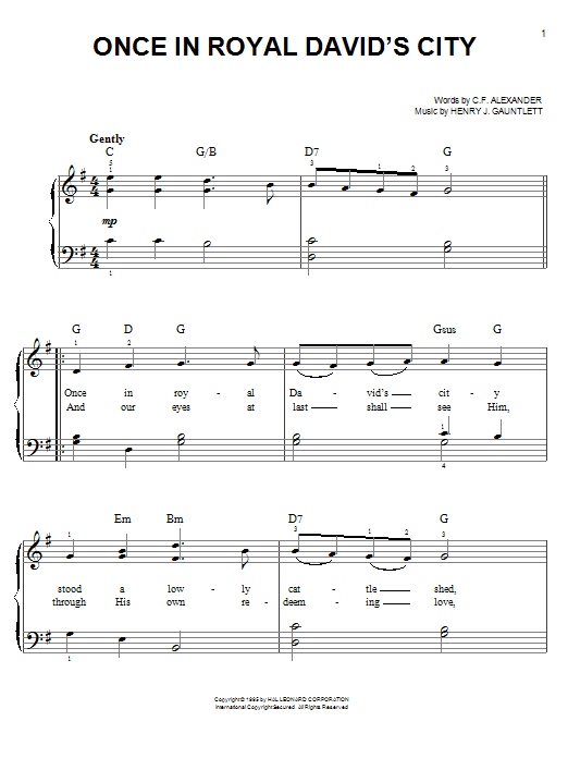 Once In Royal David's City (Easy Piano) von Christmas Carol