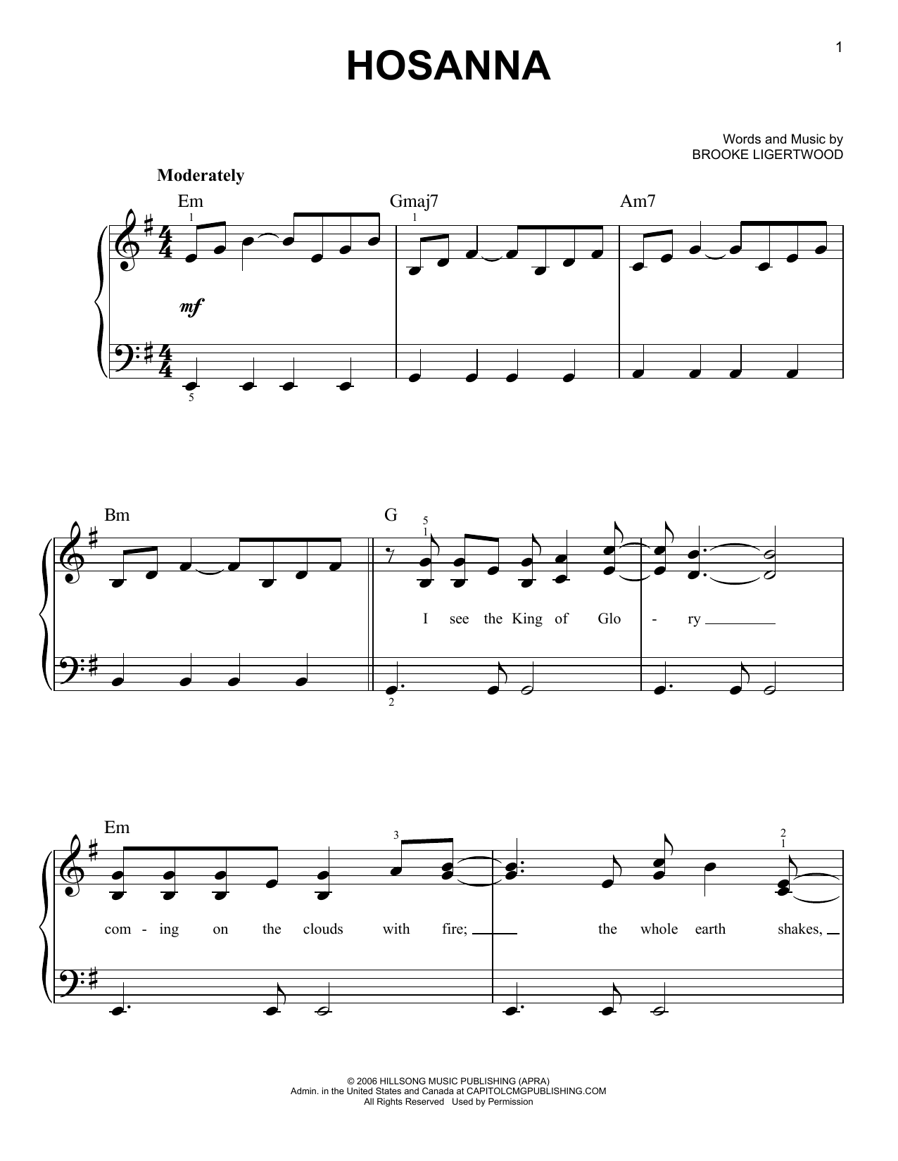 Hosanna (Easy Piano) von Hillsong United