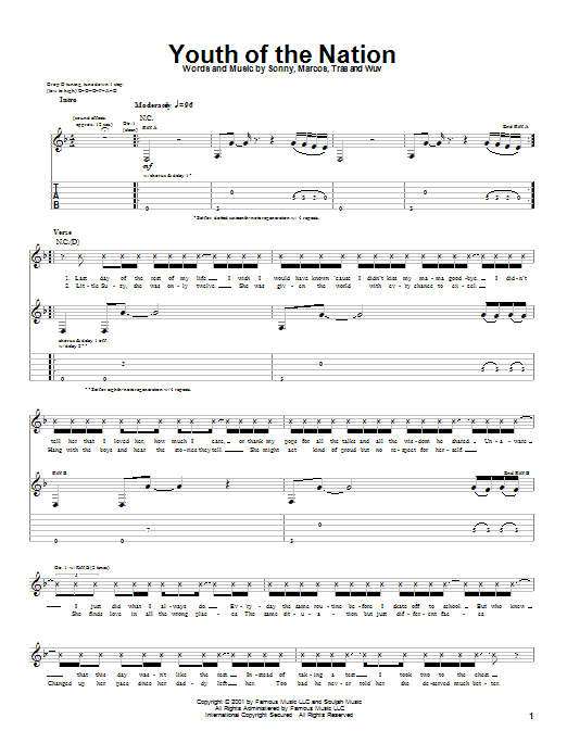 Youth Of The Nation (Guitar Tab) von P.O.D. (Payable On Death)