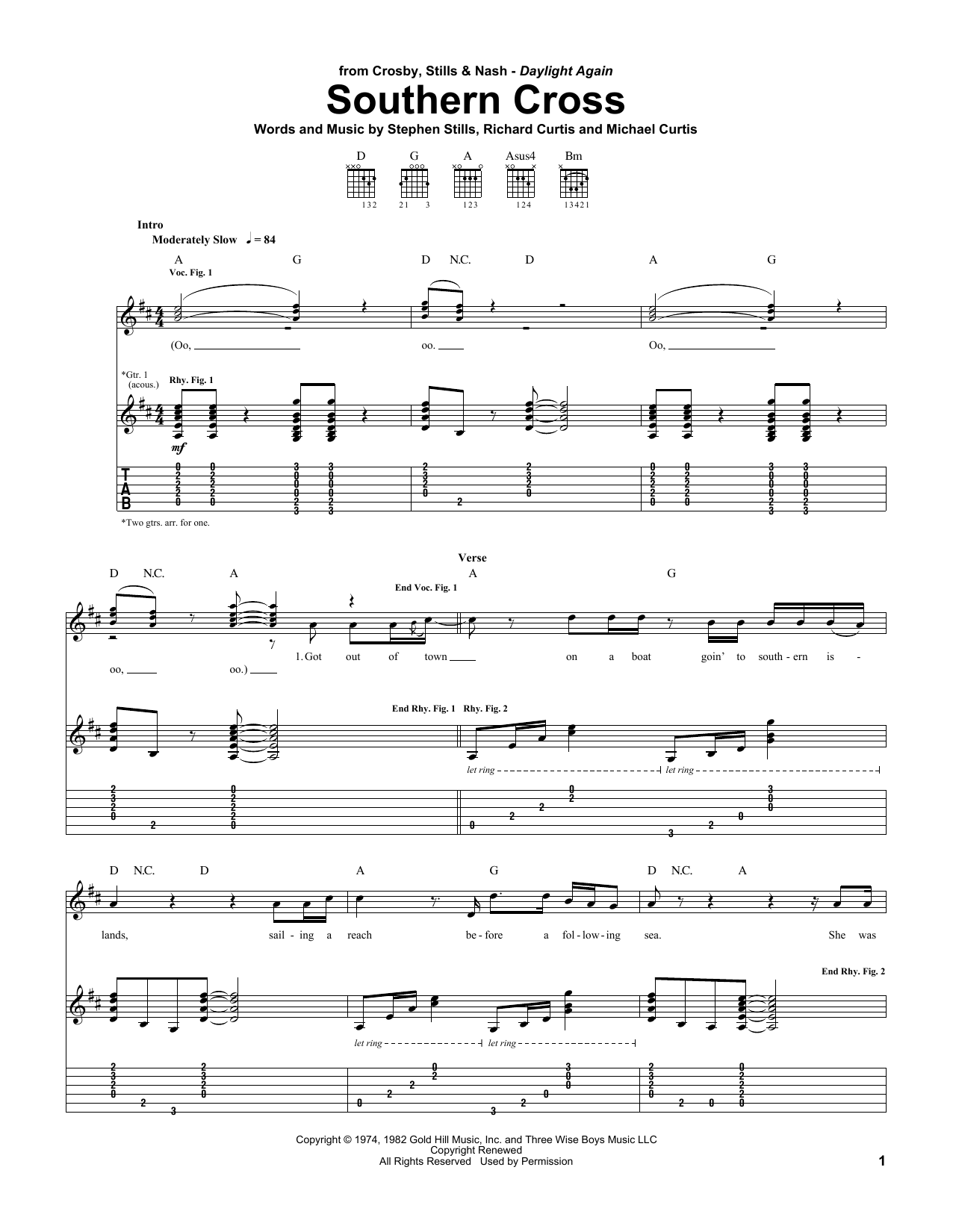 Southern Cross (Guitar Tab) von Crosby, Stills & Nash