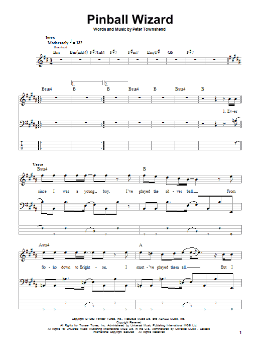 Pinball Wizard (Bass Guitar Tab) von The Who