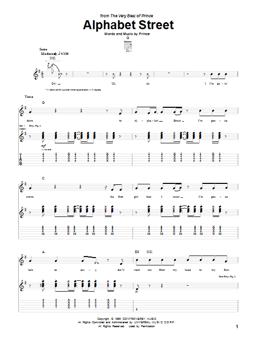 Alphabet Street (Guitar Tab) von Prince