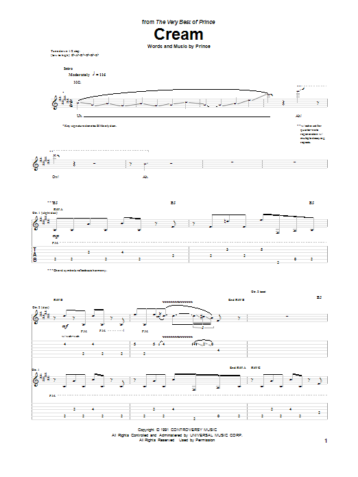 Cream (Guitar Tab) von Prince