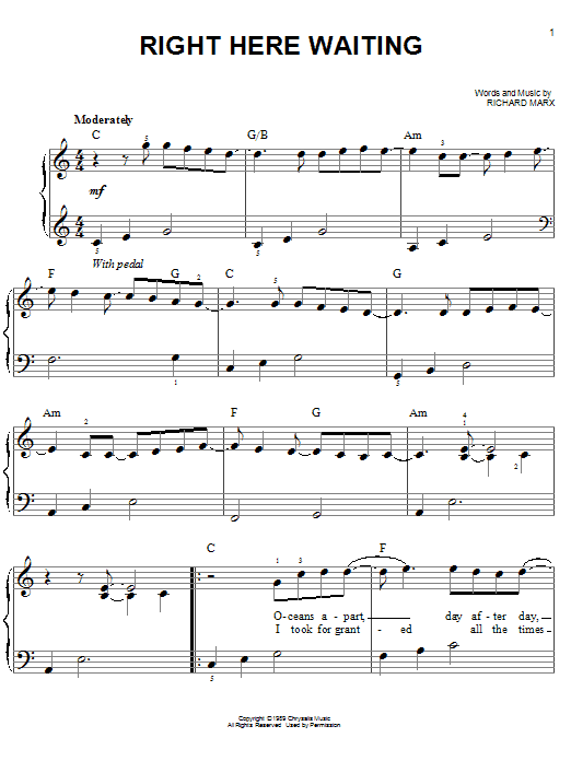 Right Here Waiting (Easy Piano) von Richard Marx