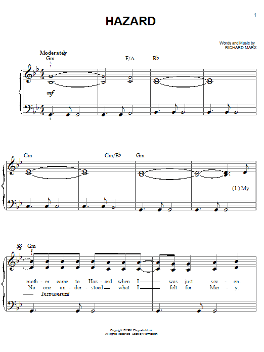 Hazard (Easy Piano) von Richard Marx