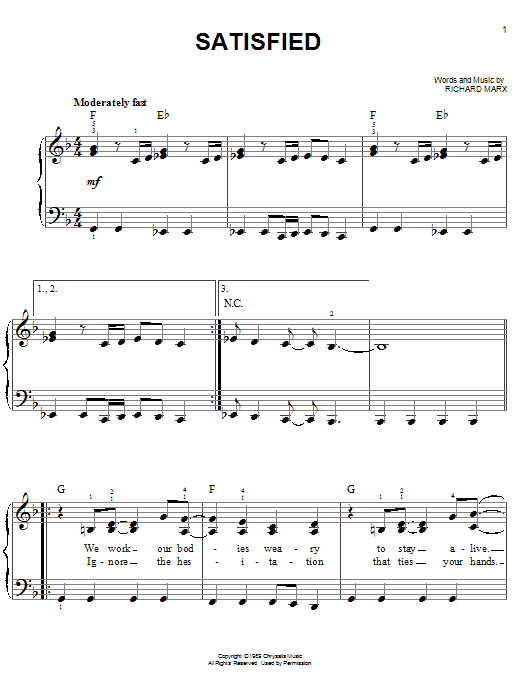 Satisfied (Easy Piano) von Richard Marx