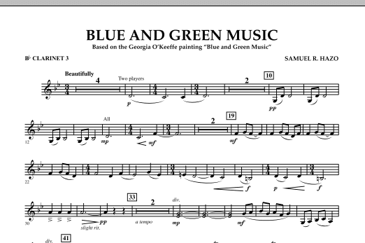 Blue And Green Music - Bb Clarinet 3 (Concert Band) von Samuel R. Hazo
